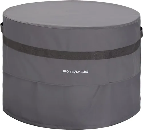 Cubierta Redonda Gris para Hoguera Exterior de 36 Pulgadas de Diámetro Impermeable para Patio Cubierta para Tazón de Fuego de Propano 600D