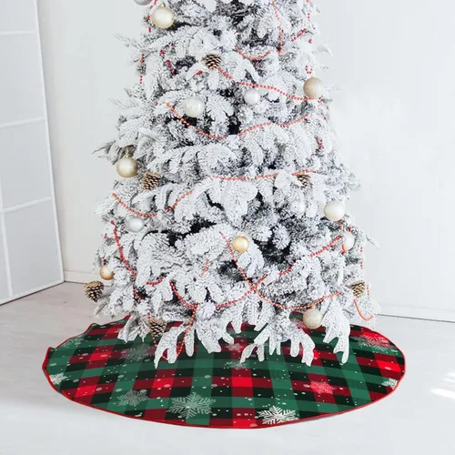 Miniatura 5 de Falda de Árbol de Navidad Agaxozwb a Cuadros de Búfalo, Falda de Árbol de Navidad Copo de Nieve Gruesa para Árbol de Navidad, Decoraciones de Árbol