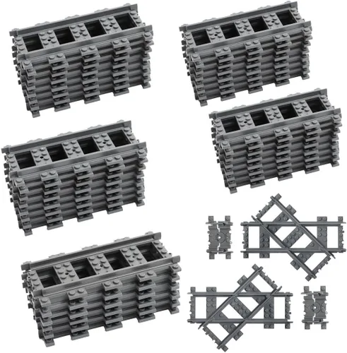 Miniatura 9 de 40 piezas de pistas de tren de ciudad, accesorios clásicos, juguete de construcción de ferrocarril compatible con todas las principales marcas - 32