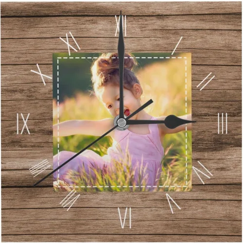 Reloj de pared con foto personalizado, texto personalizado en la pared, impresión de reloj cuadrado personalizado, reloj con foto personalizado,