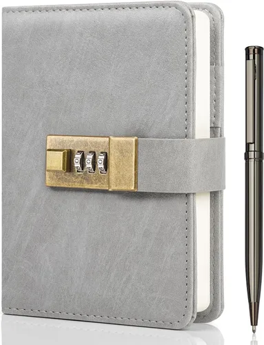 Miniatura 11 de WEMATE Diario con Cerradura, Diario con Cerradura, Cuaderno de Contraseña, Bolígrafo y Caja de Regalo - Perfecto para Hombres y Mujeres - 4.3X Negro