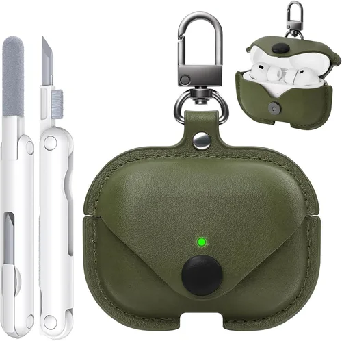 Miniatura 7 de Funda de piel para Airpods Pro 2, funda para AirPods Pro con llavero y kit de limpiador para Apple Airpods Pro de 2ª/1ª generación (2023/2022/2019)