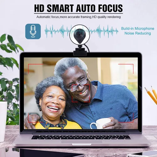 Miniatura 4 de Cámara web de 1080p AutoFocus 2K Brillo ajustable Cámara Web con micrófono estéreo y trípode para transmisión en vivo Educación a distancia