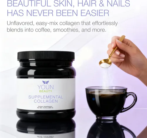 Miniatura 2 de YOUN Beauty Polvo de colágeno suplementario por el cirujano plástico holístico, Dr. Anthony Youn, 30 porciones (sin sabor), péptidos multicolágeno