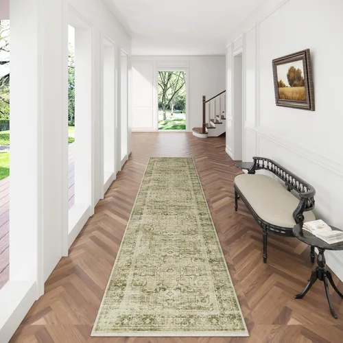 Miniatura 137 de Alfombra de pasillo lavable antideslizante: alfombra de cocina de 2 x 6 pies, resistente a las manchas, con parte trasera de goma, alfombra suave