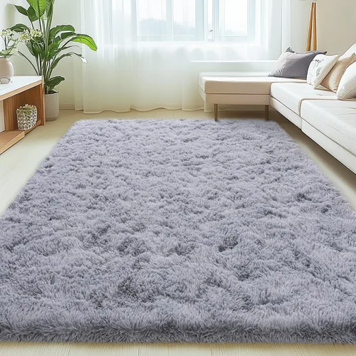 Miniatura 80 de Mugorn - Alfombra de 8 x 10 pies, alfombras grandes, esponjosas, suaves, peludas, antideslizantes, mullidas para interiores, color negro, 8 x 10 pies