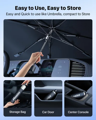 Miniatura 7 de Nmoiss - Parasol para parabrisas Nmoiss - [Escudo térmico con revestimiento de vinilo] Protege el automóvil de los rayos solares y daños por calor