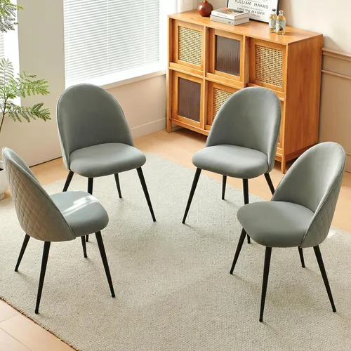 Miniatura 13 de Homedot Juego de mesa de comedor de 5 piezas para 4, diseño único de mesa de comedor con borde vivo y mesa gruesa con 4 sillas de comedor tapizadas