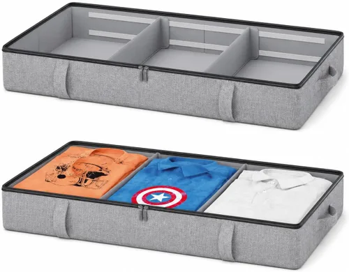 Miniatura 13 de Vailando Contenedores de almacenamiento para debajo de la cama, 6 pulgadas de alto y 60 litros debajo de la cama con asas resistentes y paredes