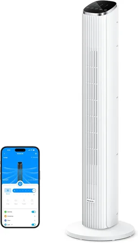 Miniatura 9 de GoveeLife Ventilador de torre negro para dormitorio, ventilador de piso inteligente de 36 pulgadas con control de aplicación/voz, sensor