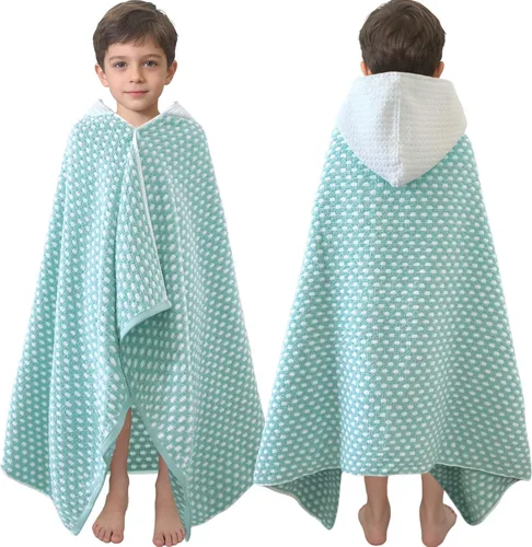 Miniatura 31 de VOOVA & MOVAS Poncho de Toalla de Baño Gruesa con Capucha para Niños (4-8 Años) - Bata de Toalla de Natación de Algodón Turco Suave y Absorbente