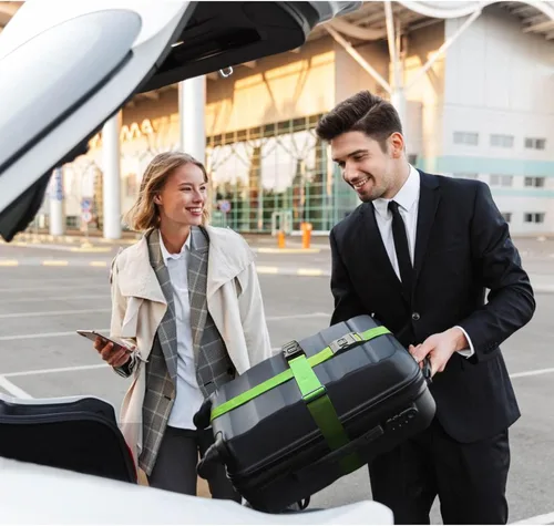 Miniatura 6 de 2 correas de equipaje de 78 x 2 pulgadas, correas de equipaje anchas ajustables, accesorios de viaje, verde y cerradura de combinación
