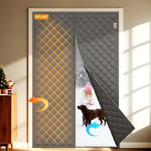 Miniatura 37 de Yotache Cortina Magnética con Aislamiento Térmico para Puertas de 60 x 80 pulgadas, Tamaño de la Cortina de 62" x 82" Material Oxford Resistente a