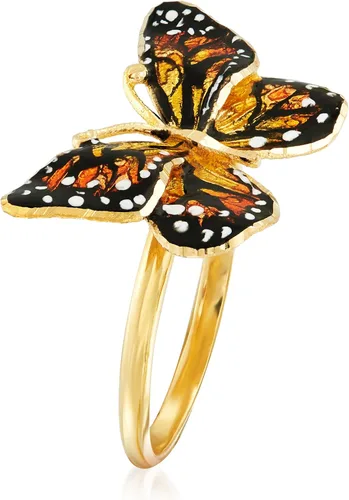 Miniatura 3 de Ross-Simons Italian 18kt Yellow Gold Butterfly Ring With Enamel
