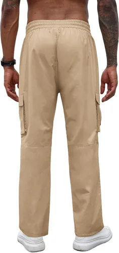 Miniatura 2 de COOFANDY Pantalones cargo casuales para hombre, pantalones deportivos de algodón con cordón