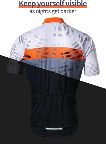 Miniatura 5 de BERGRISAR Camisetas de ciclismo para hombre, manga corta, ropa de ciclismo con bolsillos reflectantes