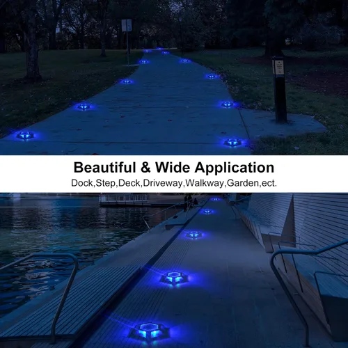 Miniatura 2 de Luces solares para muelle de entrada, 16 paquetes impermeables de 1200 mAh para exteriores, luces LED de aluminio para exteriores, luz de Azul