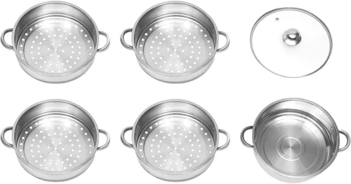 Miniatura 3 de Olla de vapor para cocinar, olla de vapor de acero inoxidable de 5 niveles de 10.2 in/10 pulgadas, utensilios de cocina de cocción de carne y 26 cm.