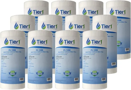Miniatura 16 de Tier1 Filtro de agua de 1 micrón de 10 x 4.5 pulgadas Filtro de agua de sedimentos de polipropileno hilado para toda la casa Reemplazo