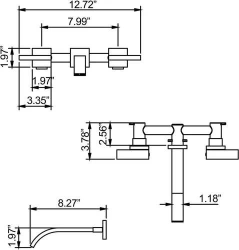 Miniatura 8 de RBROHANT RB0997 - Grifo de baño de latón cepillado para montaje en pared, 2 asas, montaje en pared, válvula empotrada incluida, RB0997 Oro cepillado