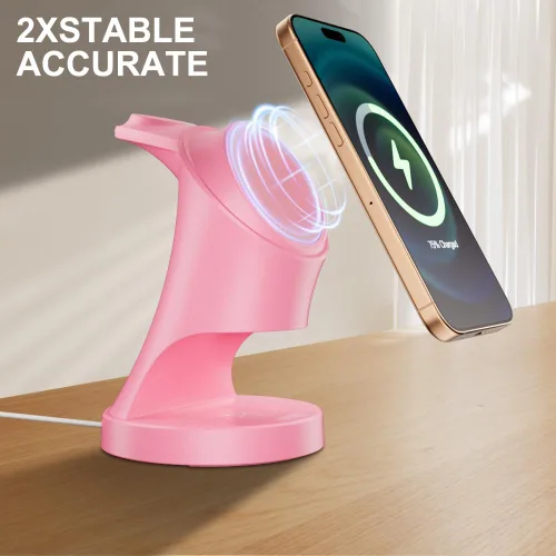 Miniatura 4 de Estación de carga inalámbrica 3 en 1 para dispositivos Apple Rosa