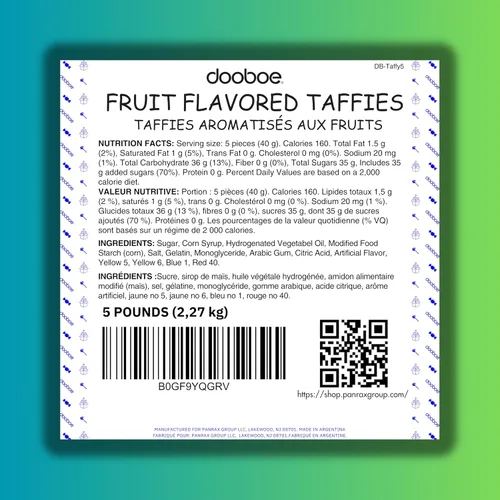 Miniatura 6 de Caramelo clásico Taffy de 5 libras, 280 piezas masticables envueltas con frutas Aprox. 280 unidades, envueltos individualmente a granel, dulces