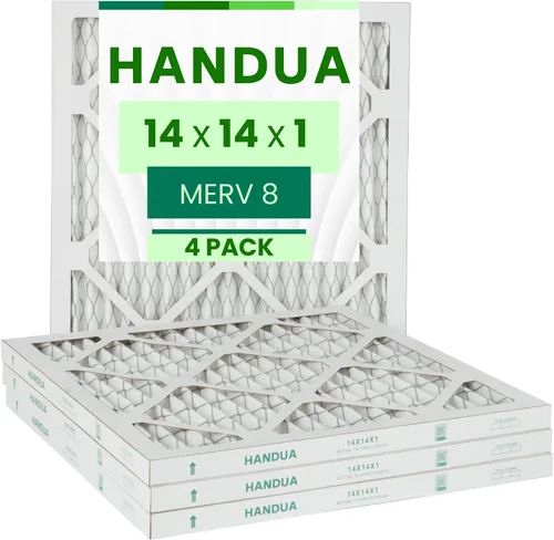 Miniatura 14 de Handua Filtro de aire MERV 11 de 14 x 6 x 1 pulgadas, control de polvo, filtro de repuesto de aire de CA para horno plateado, paquete de 4