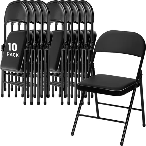 Miniatura 20 de SEALAMB Paquete de 4 sillas plegables con asiento cómodo, marco de metal resistente, sillas apilables portátiles para bodas, fiestas, oficina