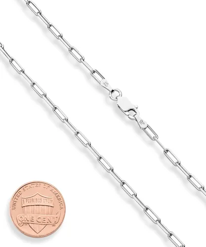 Miniatura 2 de Miabella Collar de cadena de eslabones de clip de plata de ley 925 maciza italiana de 0.098 in para mujeres y hombres, fabricado en Italia