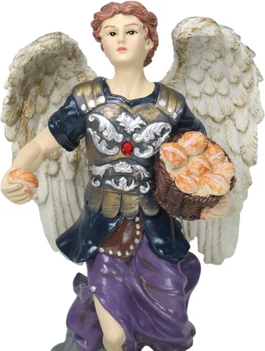 Miniatura 2 de Ebros Iglesia Católica Ortodoxa Ortodoxa Oriental Bizantina Colorido Arcángel Barachiel La Provisión de Dios Estatua con placa de nombre de latón