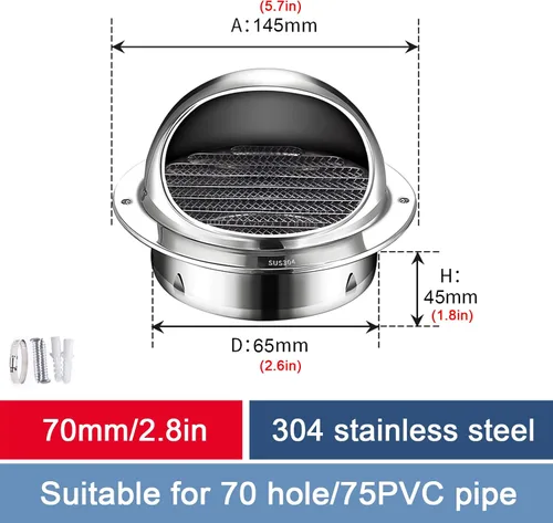 Miniatura 3 de Cubierta de chimenea de acero inoxidable 304, cubierta protectora de lluvia para tubería, tapa de ventilación de conducto, gorra de lluvia, gorra