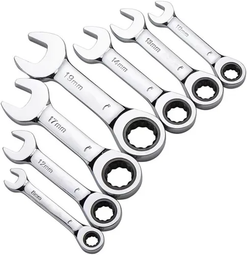 Miniatura 2 de FLZOSPER - Llave de caja de extremo estriado métrica de 11 mm Stubby, llave combinada de trinquete de 72 dientes