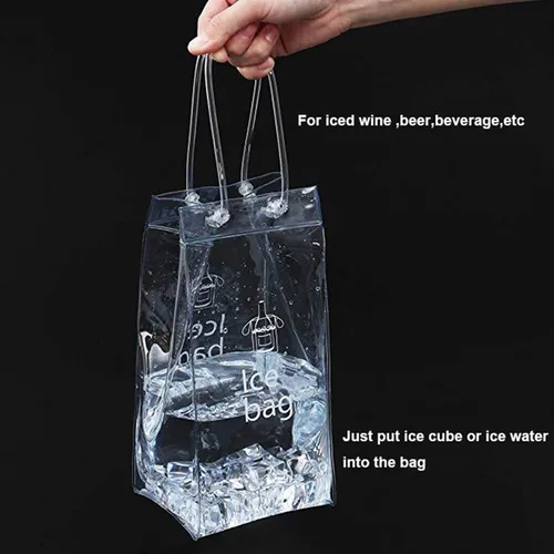 Miniatura 3 de Bolsa de vino de hielo, portátil, plegable, transparente, con asa, para fiestas, exteriores, champán, cerveza fría, vino blanco, bebidas frías