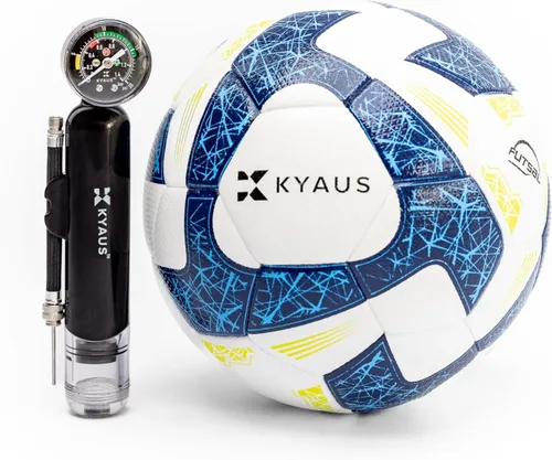 Miniatura 2 de Balón de fútbol sala - Balón de fútbol interior blanco y azul, tamaño 4, certificado por la FIFA, peso oficial del partido, rebote bajo, retención