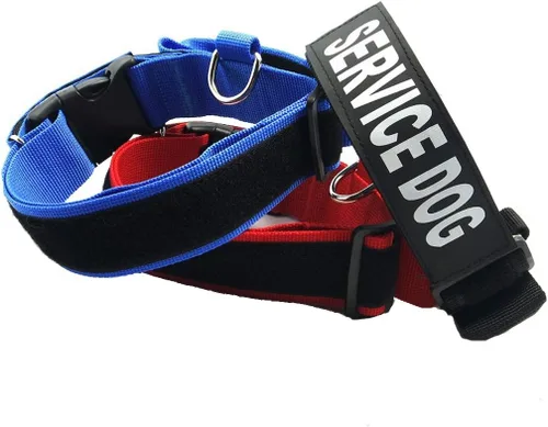 Miniatura 7 de 3 colores y 3 tamaños: collar táctico para perro de servicio K.9, collar básico ajustable de nailon con parche reflectante para perros pequeños