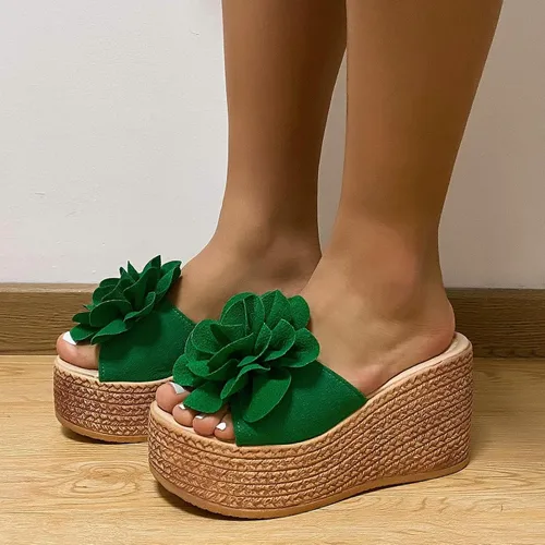 Miniatura 6 de Pantuflas para mujer, para interiores y exteriores, para mujer, con puntera abierta, para mujer, zapatos de casa, pantuflas de viaje (verde, 6.5-7)