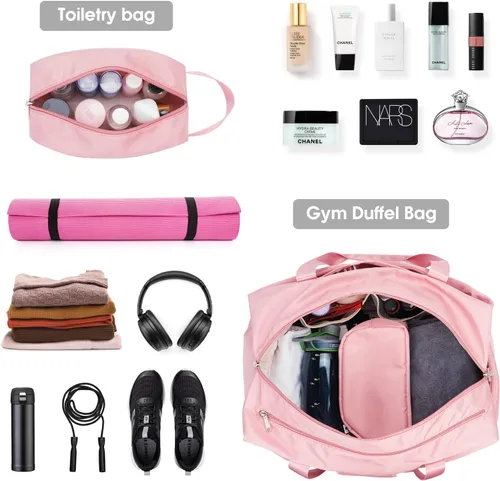 Miniatura 7 de Ceneda Bolsa de lona de gimnasio de 20 pulgadas con bolsillo húmedo para zapatos, portátil, bolsa de fin de semana, bolsa de viaje, bolsa de yoga