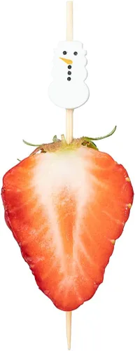 Miniatura 11 de Brochetas de cóctel de 2.75 pulgadas, 100 pinchos de aperitivo de labios sexys, puntiagudos, resistentes, palillos de dientes de bambú rojo