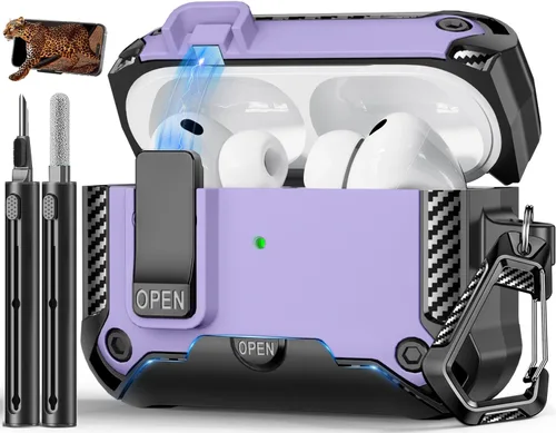 Miniatura 11 de Funda para AirPods Pro de 2 generación con soporte para teléfono, diseño de interruptor automático de protección completa contra caídas con kit