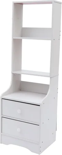 Miniatura 4 de Cómoda de 2 cajones con almacenamiento superior, mesita de noche, mesita de noche, armario de almacenamiento con estante abierto, amplio espacio
