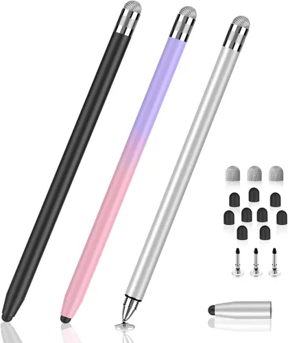 Miniatura 9 de Lápiz óptico para pantalla táctil, lápiz capacitivo de goma 3 en 1, alta sensibilidad y precisión, lápiz capacitivo universal compatible con iPad