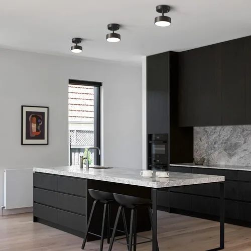 Miniatura 5 de Moderna lámpara de techo semiempotrada LED redonda de casa de campo, lámpara de techo negro mate para pasillo, comedor, cocina, entrada, vestíbulo