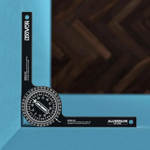 Miniatura 8 de LEXIVON Transportador de sierra ingletadora de aluminio Buscador de ángulos a prueba de óxido de 7 pulgadas con escalas grabadas con láser