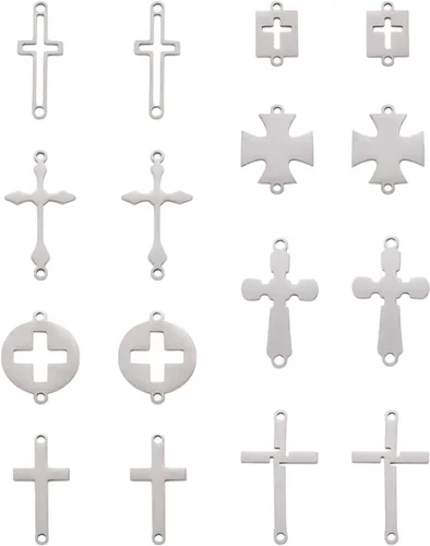 Miniatura 9 de Colgantes de cruz para hacer joyas, Plata esterlina Ante sintético, Acero inoxidable