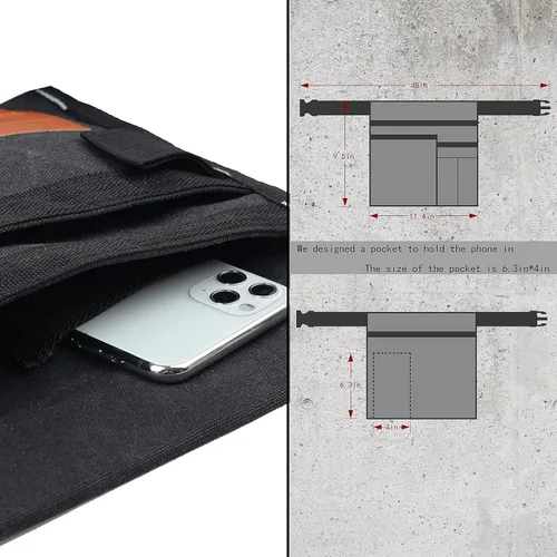 Miniatura 2 de VIDAR TOOLS Bolsa de cinturón de herramientas de 6 bolsillos de un solo lado/cinturón utilitario/delantal de trabajo para carpintero y jardinero.