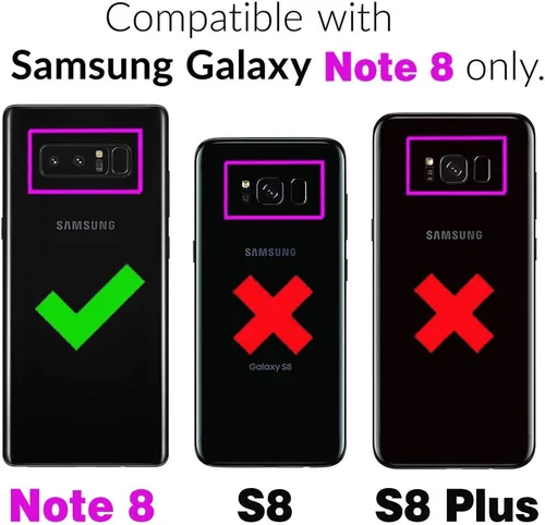 Miniatura 2 de Asuwish Funda compatible con Samsung Galaxy Note 8 y protector de pantalla de vidrio templado, con ranura para tarjetero, función atril, cartera