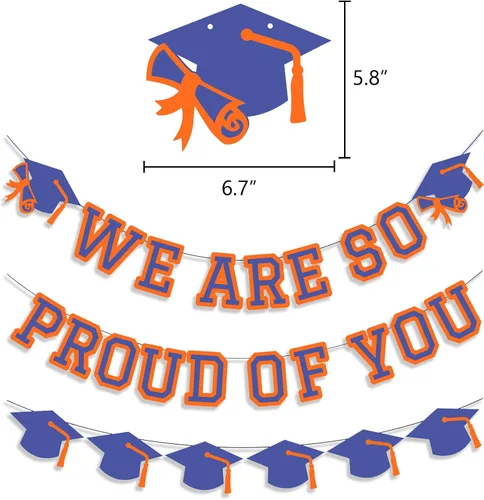 Miniatura 2 de Letrero con texto en inglés «We Are So Proud Of You», decoración para fiesta de graduación, guirnalda de tapa de felicitaciones, letrero de pared