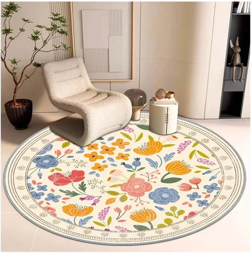 Miniatura 7 de Tapete para silla, alfombra de pelo corto para oficina, antideslizante, que reduce el ruido, alfombra redonda de 47 pulgadas, alfombra decorativa