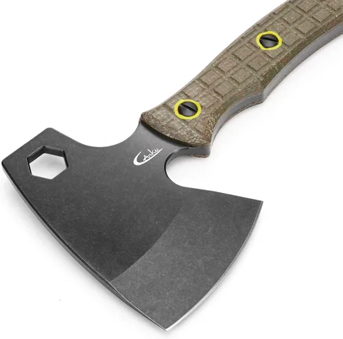 Miniatura 3 de C1393 Hacha de camping, hacha de supervivencia, DC53 hoja de acero con mango de Micarta, hacha multiherramienta con llaves hexagonales con fundas