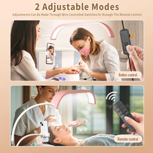 Miniatura 2 de HITTI Luz de Esteticistas, Luz Flexible de Cuello de Ganso para Pestañas para Técnicos de Pestañas, Luz LED de Media Luna con Soporte para Teléfono